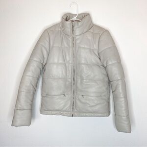 Bod & Christensen Pastel Gray Genuine Leather Puffer Jacket